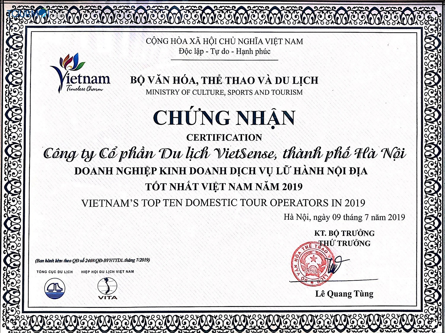 VietSense Travel lần thứ 2 đạt Top 10 Lữ hành Việt Nam 2019 - Ảnh 2